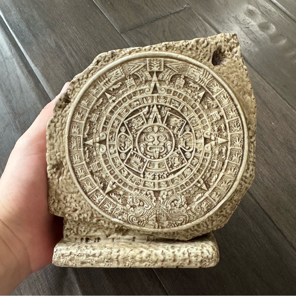 Jorginho Tequila Bottle Aztec Calendar Stone Art Piece